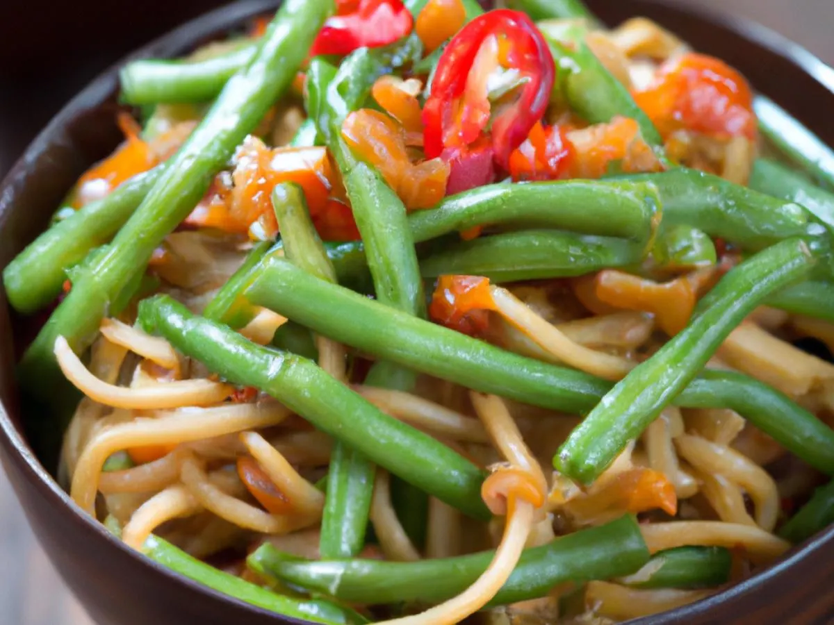 Hot and Spicy String Beans with Vegetable Chow Mein