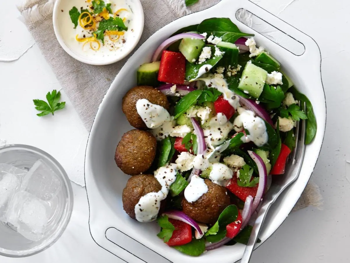 Greek Entree Salad with Falafel