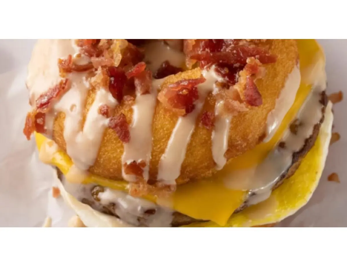 Maple Sausage Egg and Cheese Donut Maple Sausage Egg and Cheese Donut