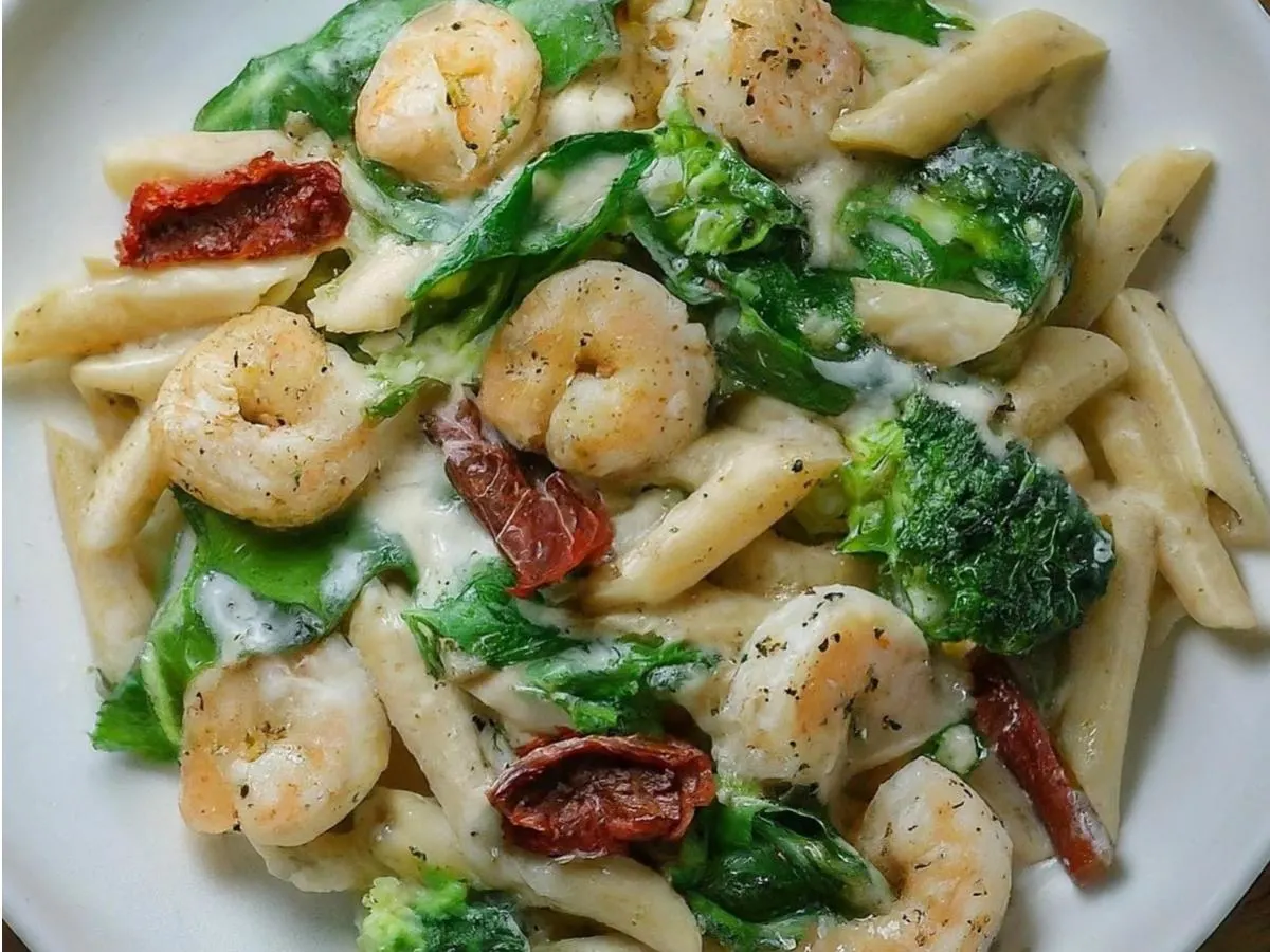 Shrimp Pasta Primavera with White Sauce Shrimp Pasta Primavera with White Sauce