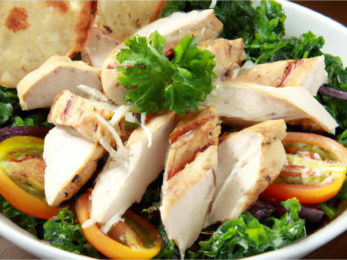Tuscan Caesar Salad Bowl with Chicken Breast and Caesar Dressing