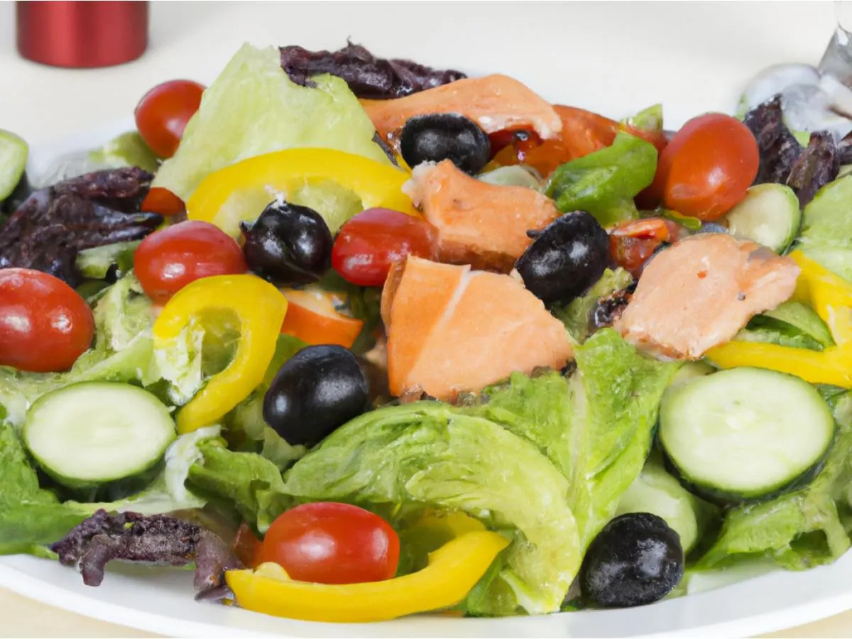 Garden Salad Bowl with Salmon and Lemon Vinaigrette