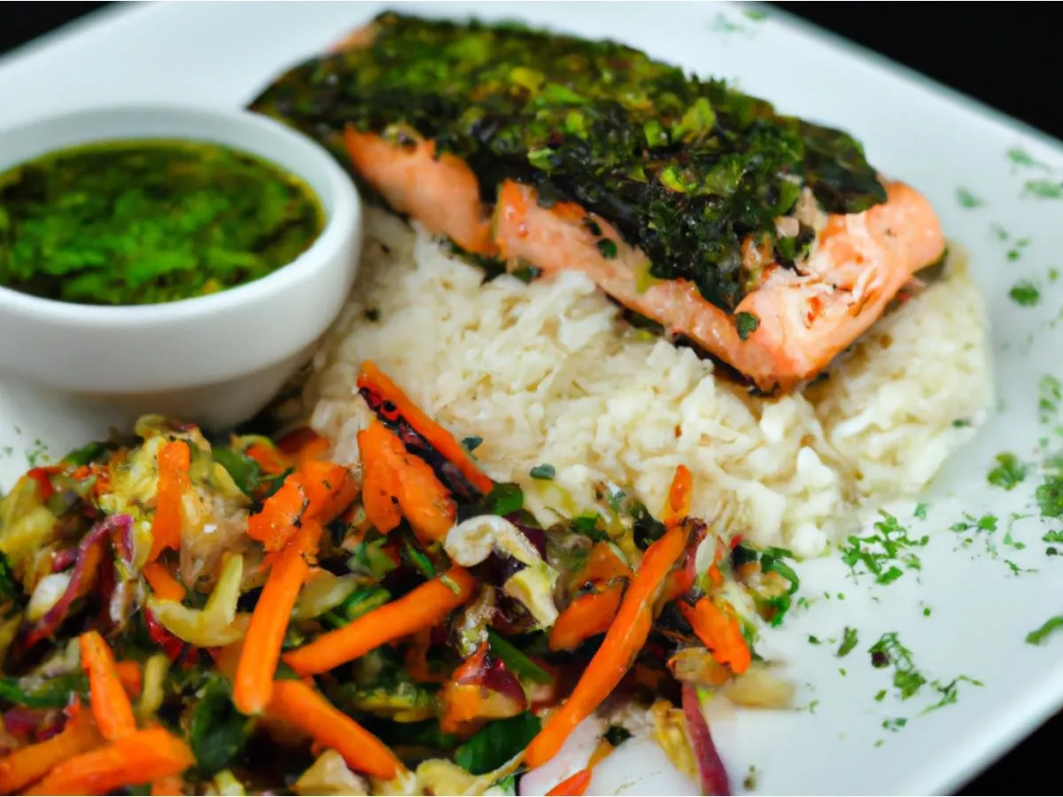 Salmon, Steamed Veggies and Basmati Rice Plate