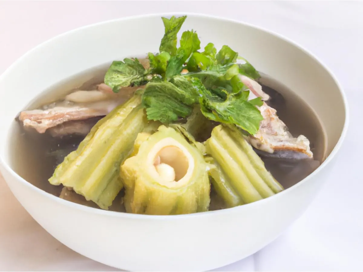 Bittermelon with Pork Ribs Soup and Rice Noodles Bittermelon with Pork Ribs Soup and Rice Noodles