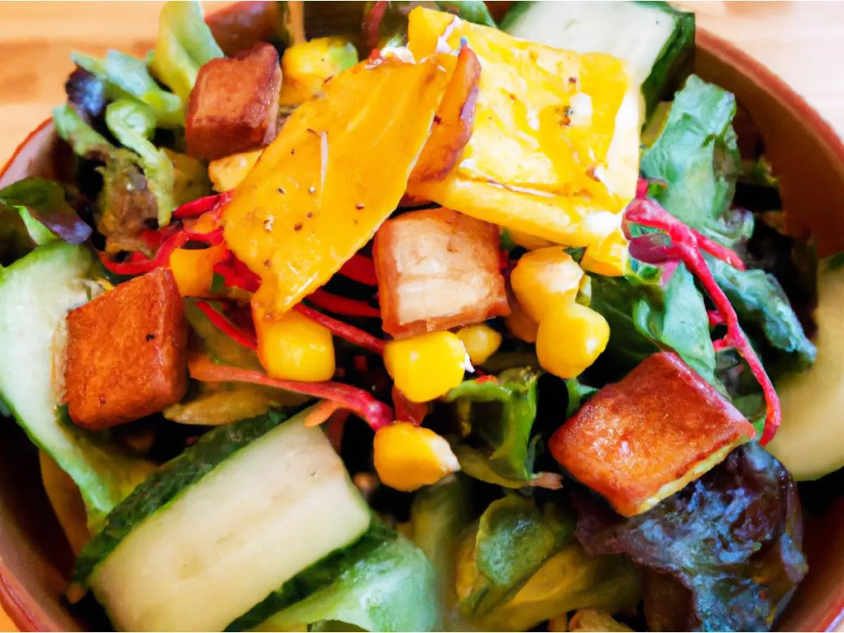 Individual Salad Bowl with Korean Fried Tofu Individual Salad Bowl with Korean Fried Tofu