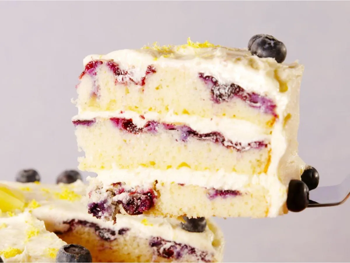 Bluberry Chiffon Cake Slice Bluberry Chiffon Cake Slice