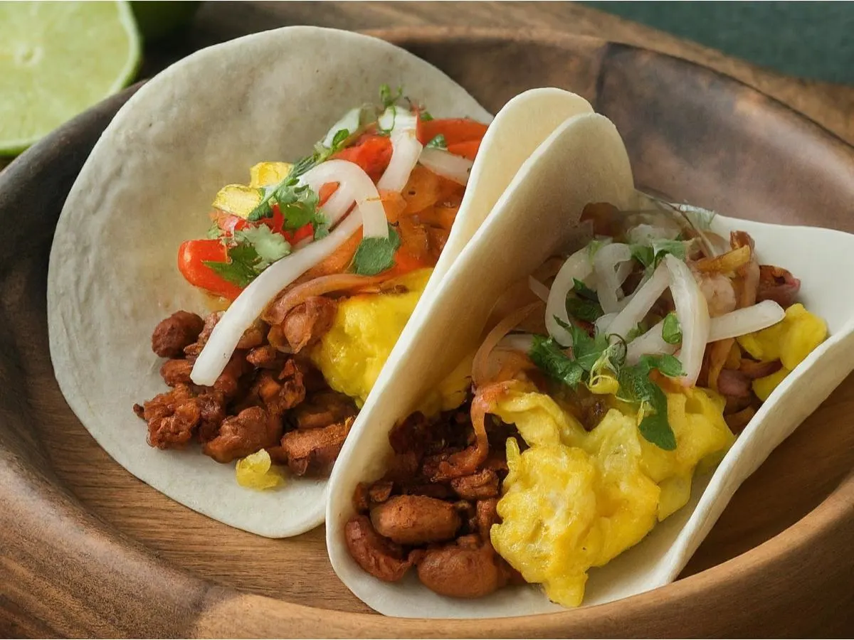 Gluten Free Vegan Chorizo Breakfast Taco with Green Salsa