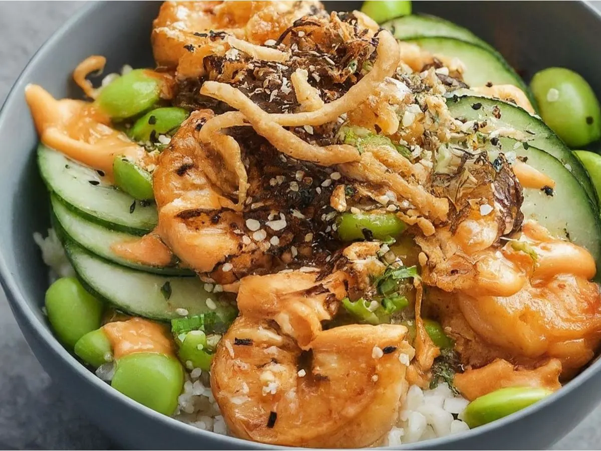 Regular Spicy Shrimp over White Rice Regular Spicy Shrimp over White Rice