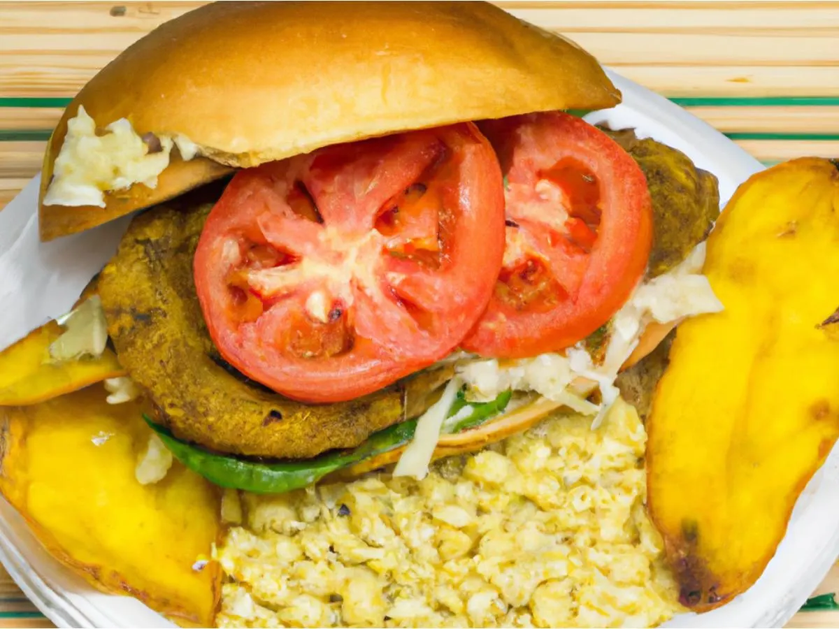 Pork Jibarito Sandwich with a side of White Rice and Pigeon Peas [21oz]