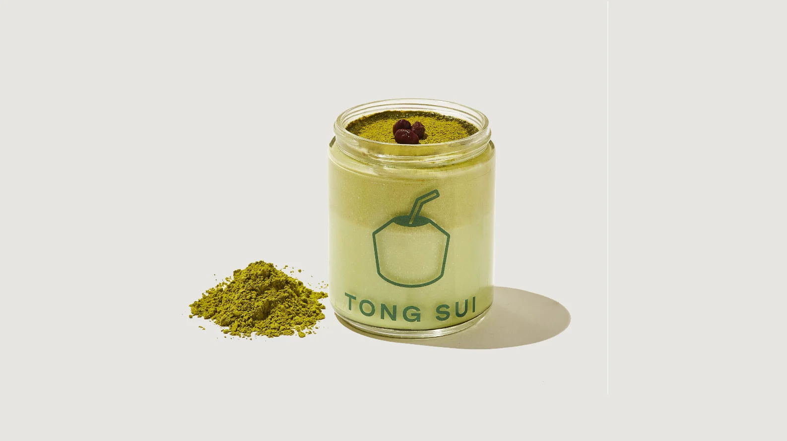 Matcha Coconut Pudding with Red Beans Matcha Coconut Pudding with Red Beans
