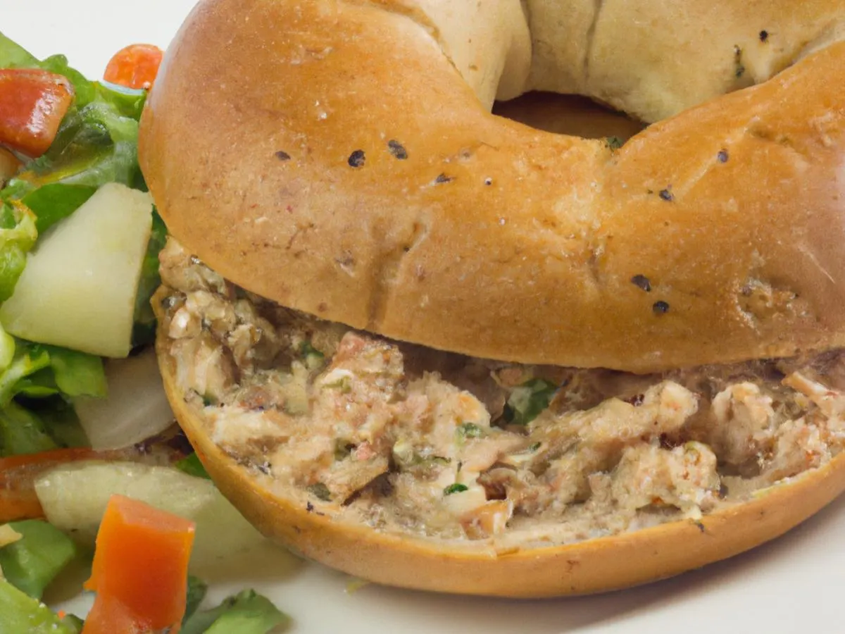 Wheat Bagel Kharcho Tuna Salad Sandwich with Side Salad and Couscous Salad Wheat Bagel Kharcho Tuna Salad Sandwich with Side Salad and Couscous Salad