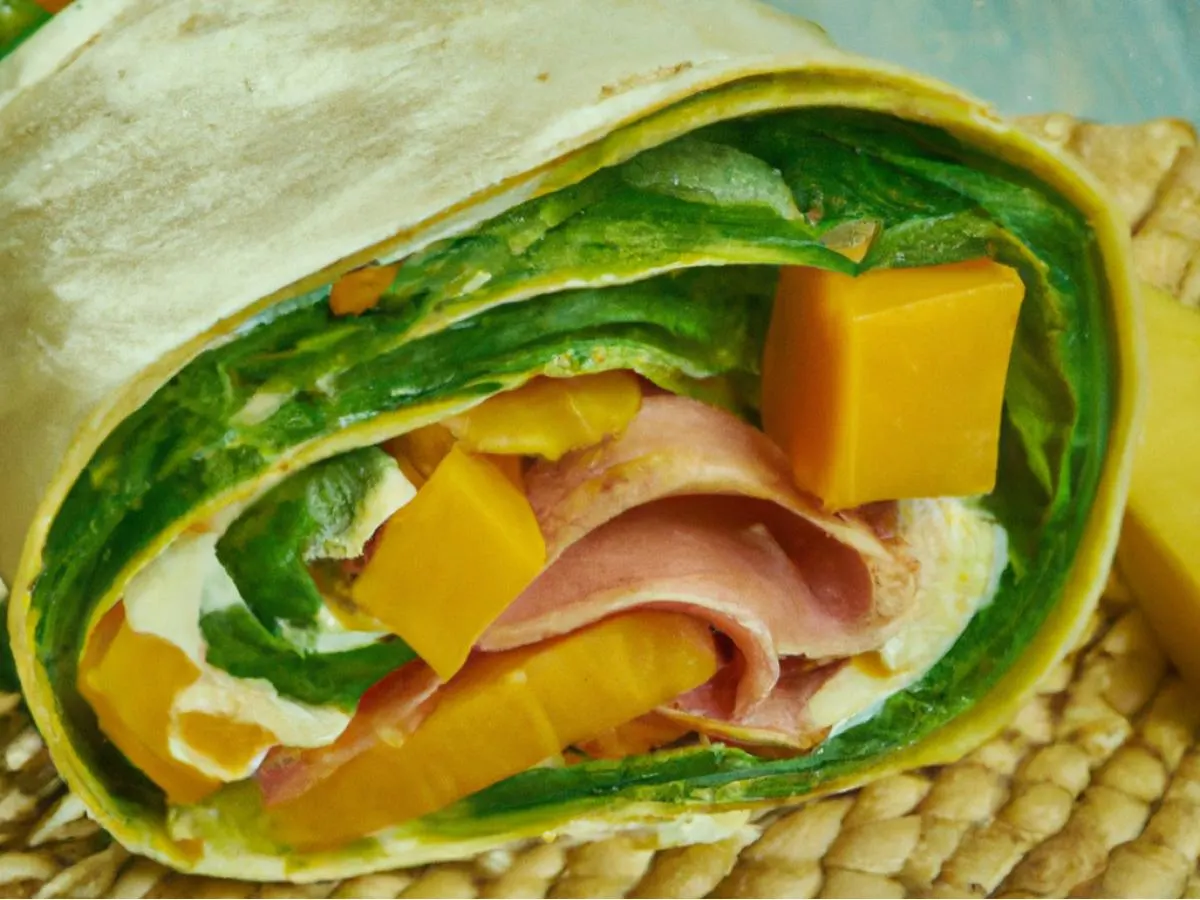 GLUTEN FREE Hickory Double House Smoked Turkey Wrap Mango, Organic Greens, Monterey Jack Cheese, Honey Mustard GLUTEN FREE Hickory Double House Smoked Turkey Wrap Mango, Organic Greens, Monterey Jack Cheese, Honey Mustard