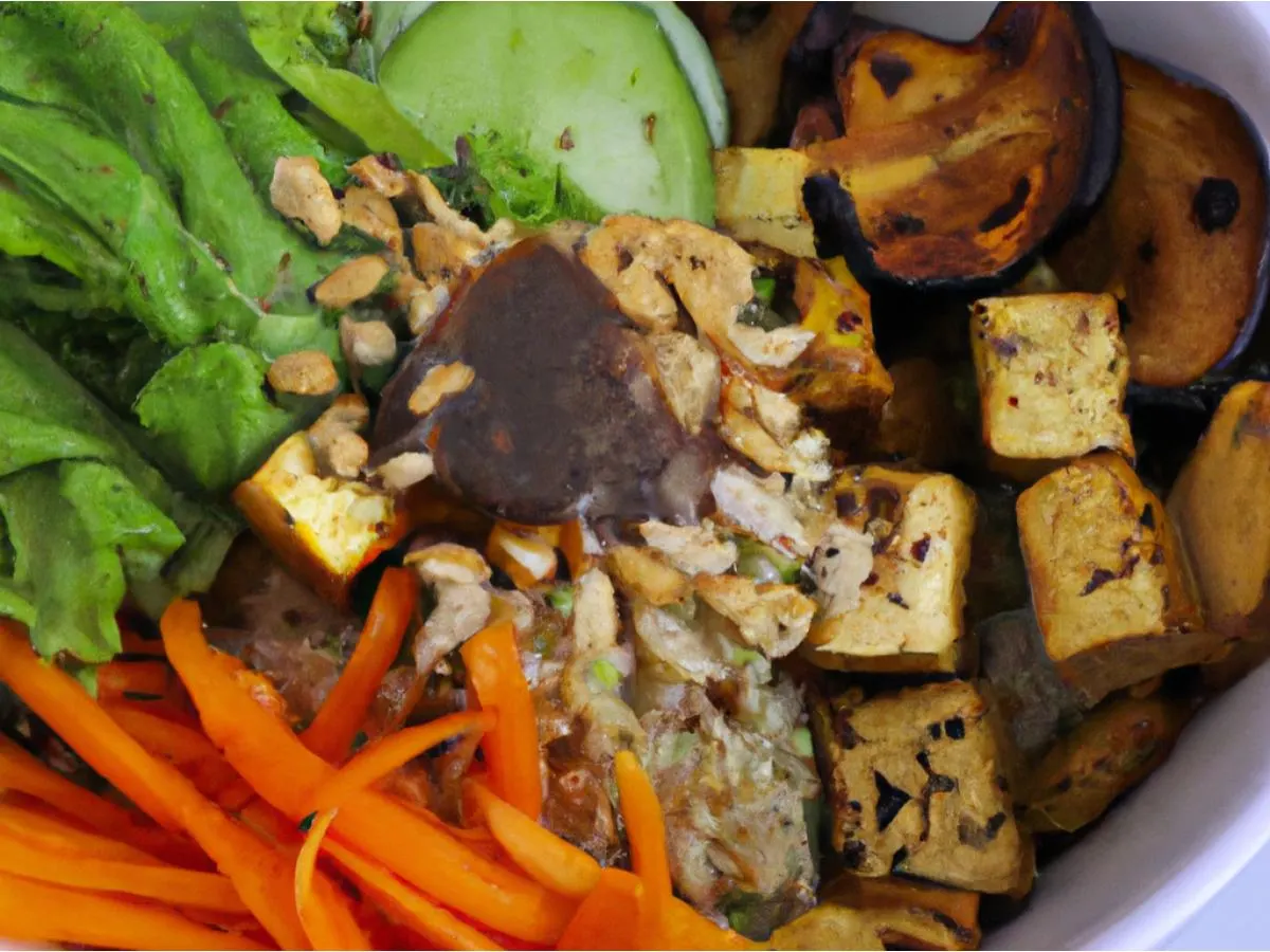 Dual Protein - Vegan Portobello and Spiced Tofu Brown Rice Bowl Dual Protein - Vegan Portobello and Spiced Tofu Brown Rice Bowl
