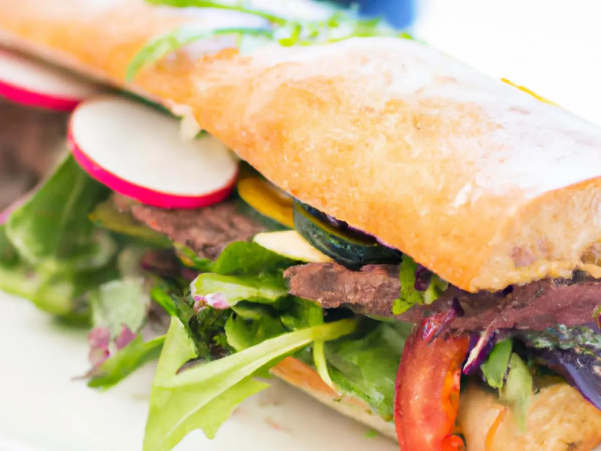 Creative Slow Roasted Rare Roast Beef Sandwich with Creative Mixed Greens Salad Creative Slow Roasted Rare Roast Beef Sandwich with Creative Mixed Greens Salad