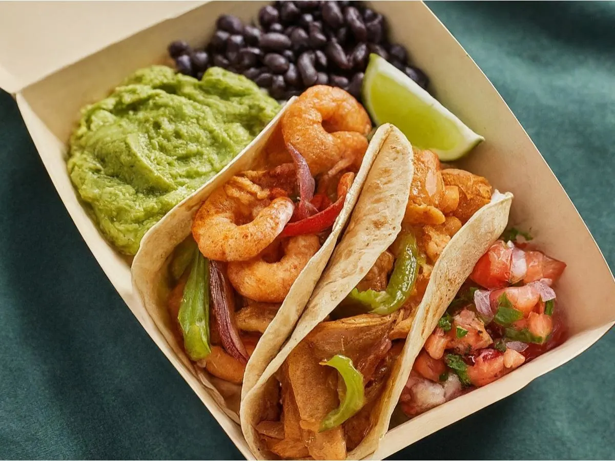 Dual Protein - Fajitas chicken and Shrimp Tacos & Poblano rice Dual Protein - Fajitas chicken and Shrimp Tacos & Poblano rice