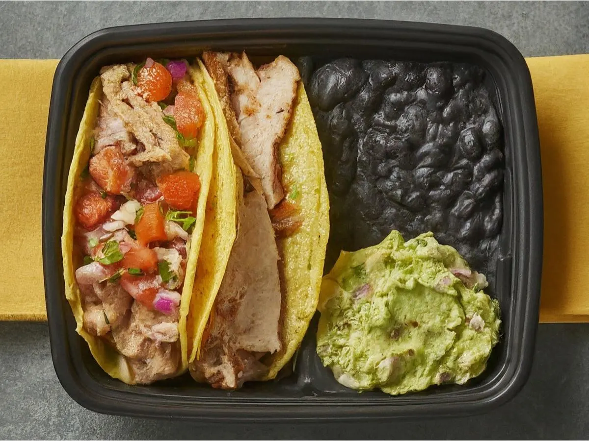 Dual Protein - Roasted Pork and Chicken Corn Tacos & Poblano rice Dual Protein - Roasted Pork and Chicken Corn Tacos & Poblano rice