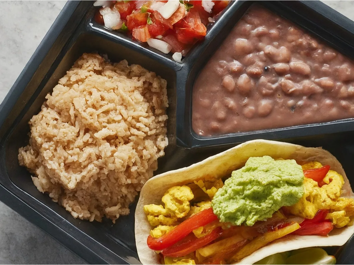 Dual Protein - Veggie Fajita and Scrambled Tofu (flour) Tacos Dual Protein - Veggie Fajita and Scrambled Tofu (flour) Tacos