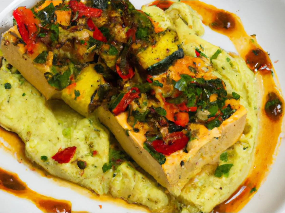 Tofu Chimichurri with Vegan Mashed Potatoes and Mixed Vegetables Tofu Chimichurri with Vegan Mashed Potatoes and Mixed Vegetables