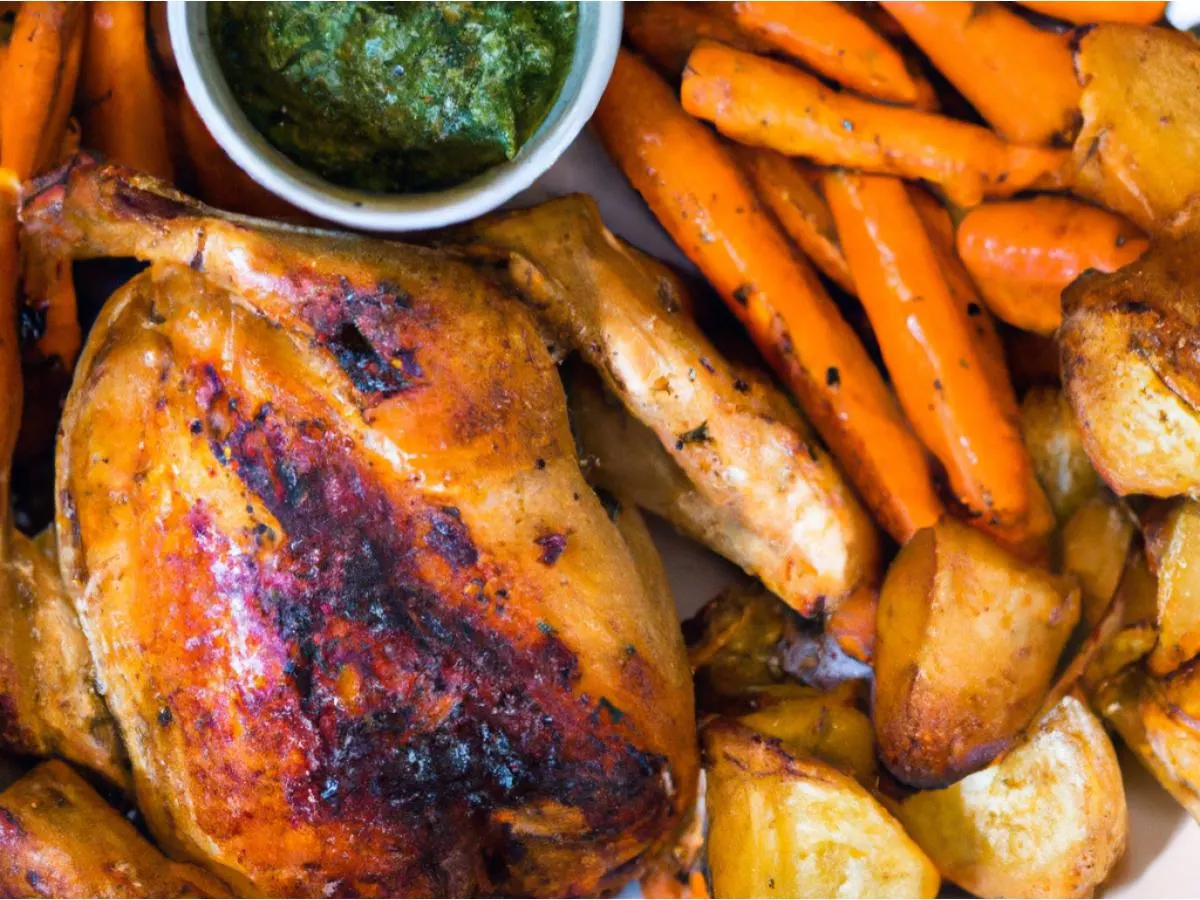 Green Goddess Roast Chicken with Roasted Carrots and Garlic Potatoes Green Goddess Roast Chicken with Roasted Carrots and Garlic Potatoes