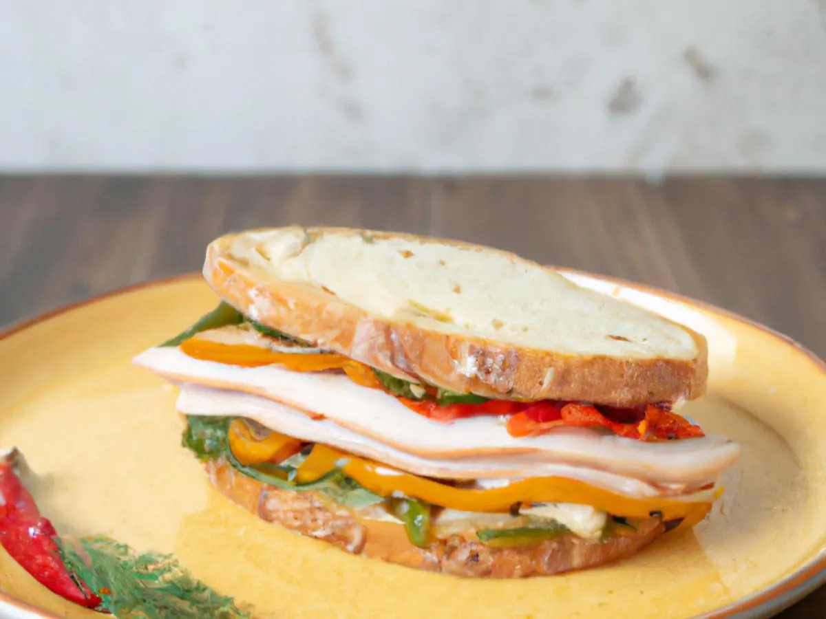GLUTEN FREE Hickory Double House Smoked Turkey Imported Havarti Cheese With Dill, Oven Roasted Peppers, Organic Greens GLUTEN FREE Hickory Double House Smoked Turkey Imported Havarti Cheese With Dill, Oven Roasted Peppers, Organic Greens