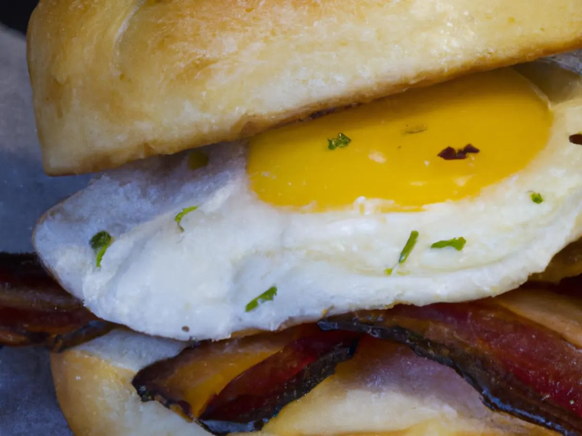 NY Style Egg Sandwich on Kaiser Roll w/ Bacon NY Style Egg Sandwich on Kaiser Roll w/ Bacon