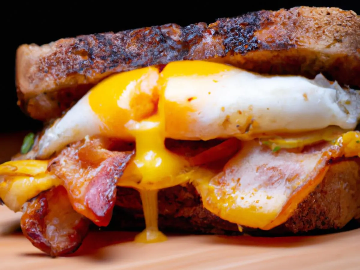 NY Style Egg Sandwich on Sliced Artisanal Bread w/ Bacon & Cheddar Cheese NY Style Egg Sandwich on Sliced Artisanal Bread w/ Bacon & Cheddar Cheese