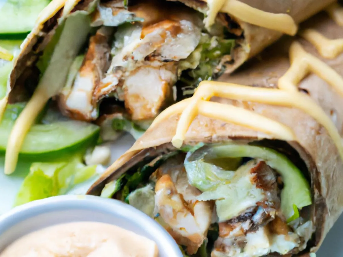 Warm Blackened Chicken Caesar Wrap with Cucumber Salad Warm Blackened Chicken Caesar Wrap with Cucumber Salad