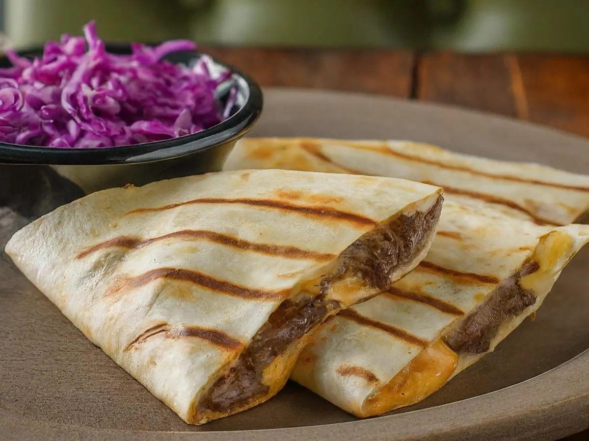 Boxed Steak Asada Quesadilla With Red Cabbage Slaw