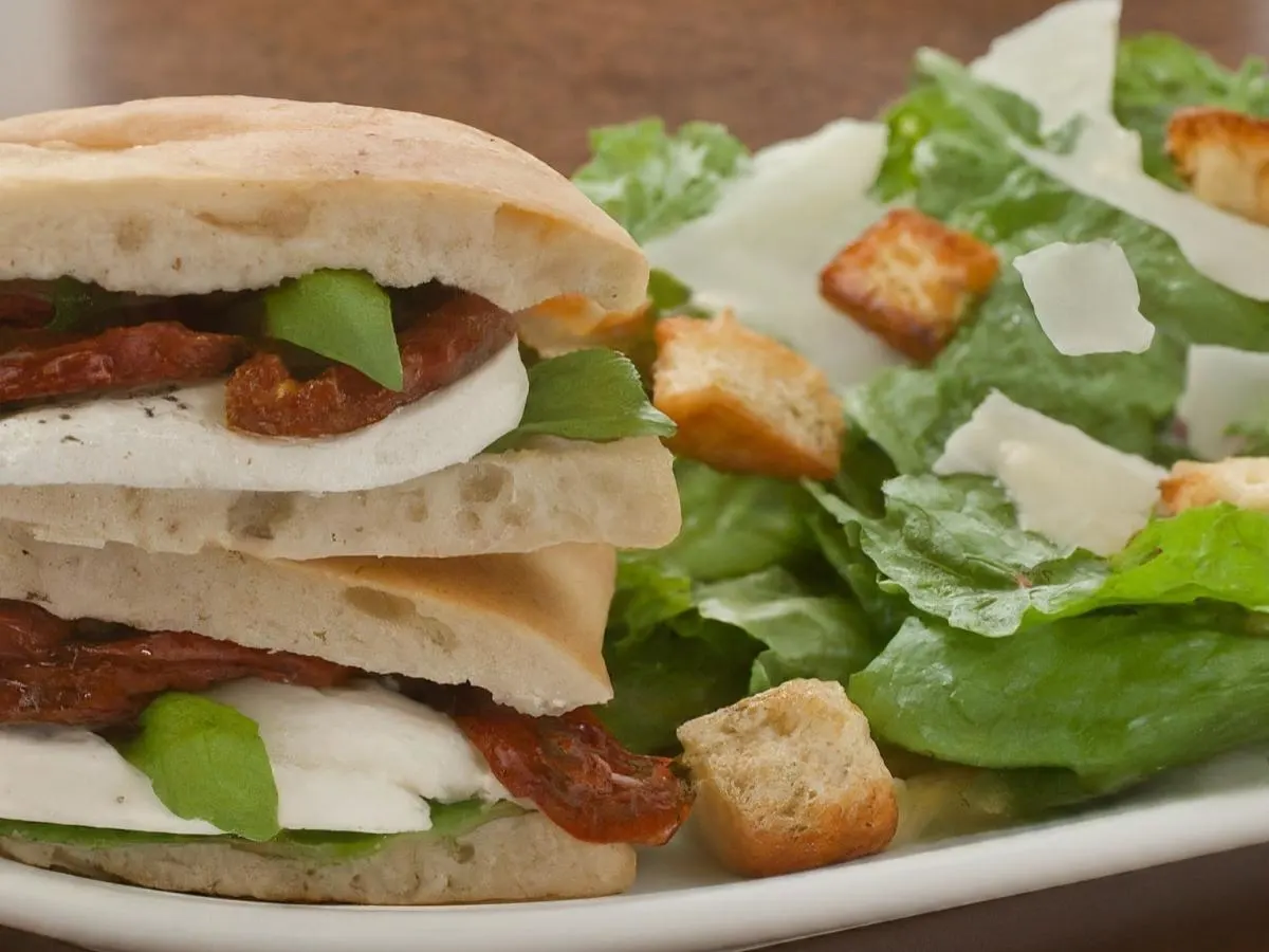 Vegetarian Sandwich with Traditional Caesar Salad Vegetarian Sandwich with Traditional Caesar Salad
