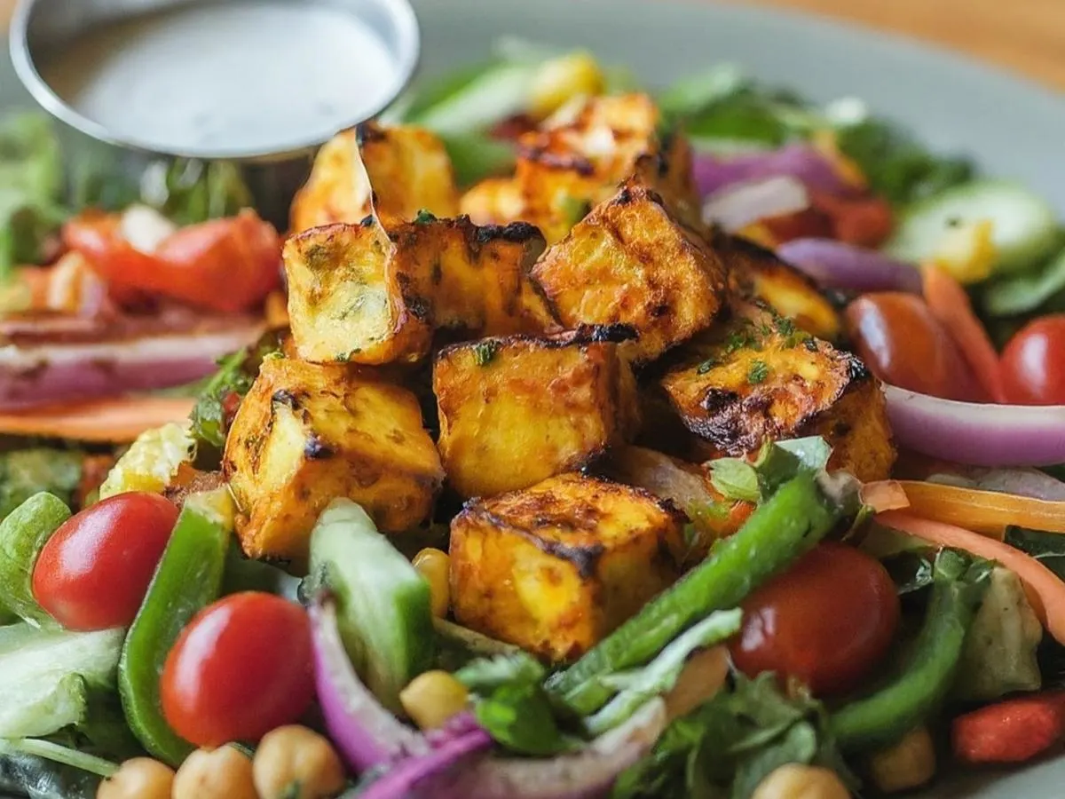 Tandoori Paneer Entree Salads with Ranch Dressing Tandoori Paneer Entree Salads with Ranch Dressing