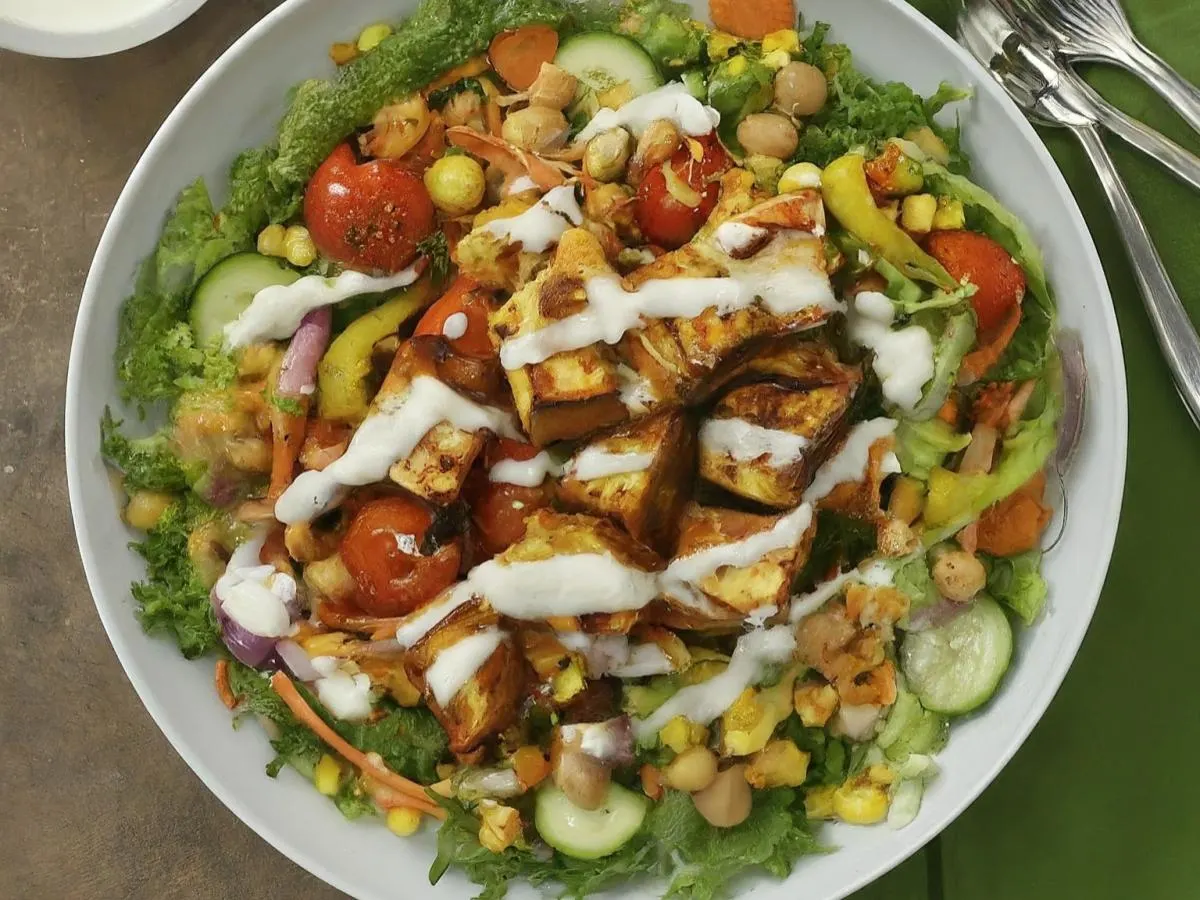 Tandoori Tofu Entree Salad with Ranch Dressing Tandoori Tofu Entree Salad with Ranch Dressing