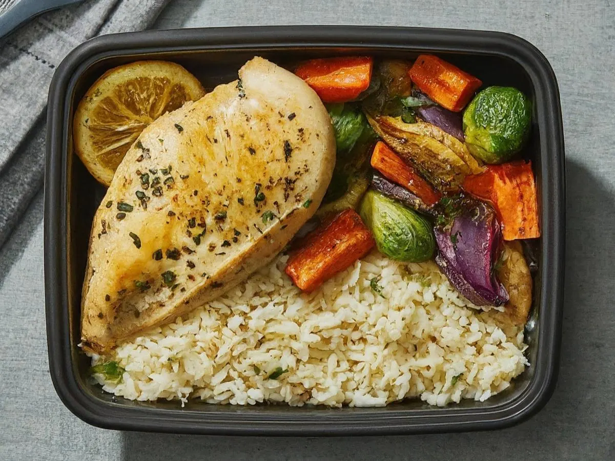 Lemon Roasted Chicken Breast with Roasted Veggies & Rice Pilaf (Allergen Free)