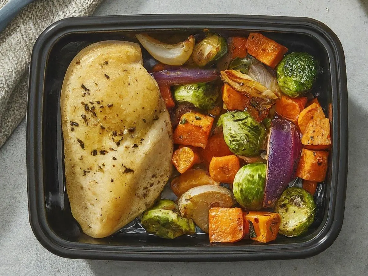 Light Carb Lemon Roasted Chicken Breast with Roasted Veggies
