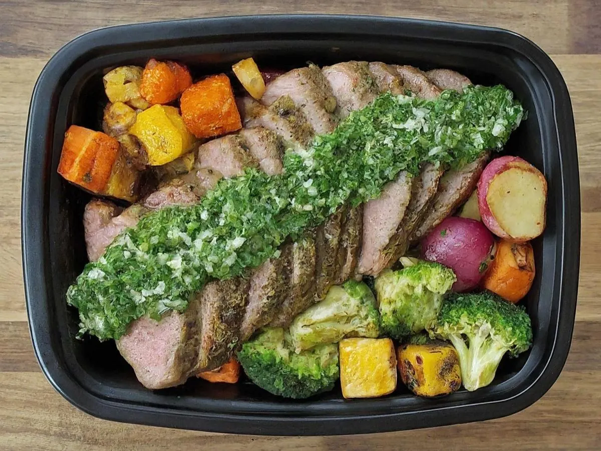Light Carb Herb Crusted Tri Tip with Roasted Veggies