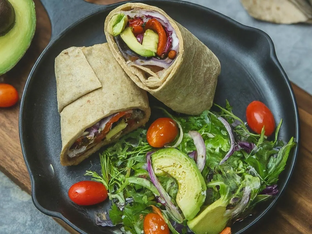 Roasted Vegetable Wrap with Side Salad