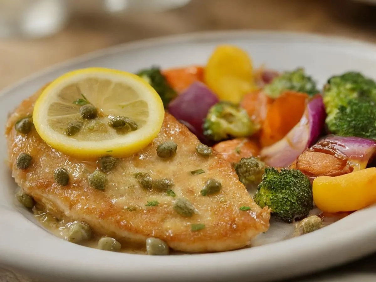 Light Carb Chicken Piccata with Herb Roasted Veggies Light Carb Chicken Piccata with Herb Roasted Veggies