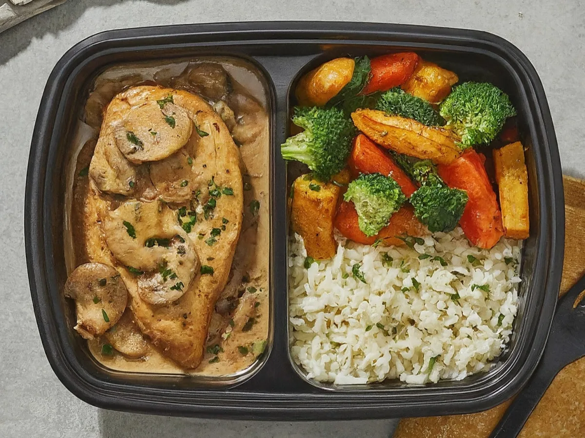 Chicken Marsala with Rice Pilaf and Herb Roasted Veggies Chicken Marsala with Rice Pilaf and Herb Roasted Veggies