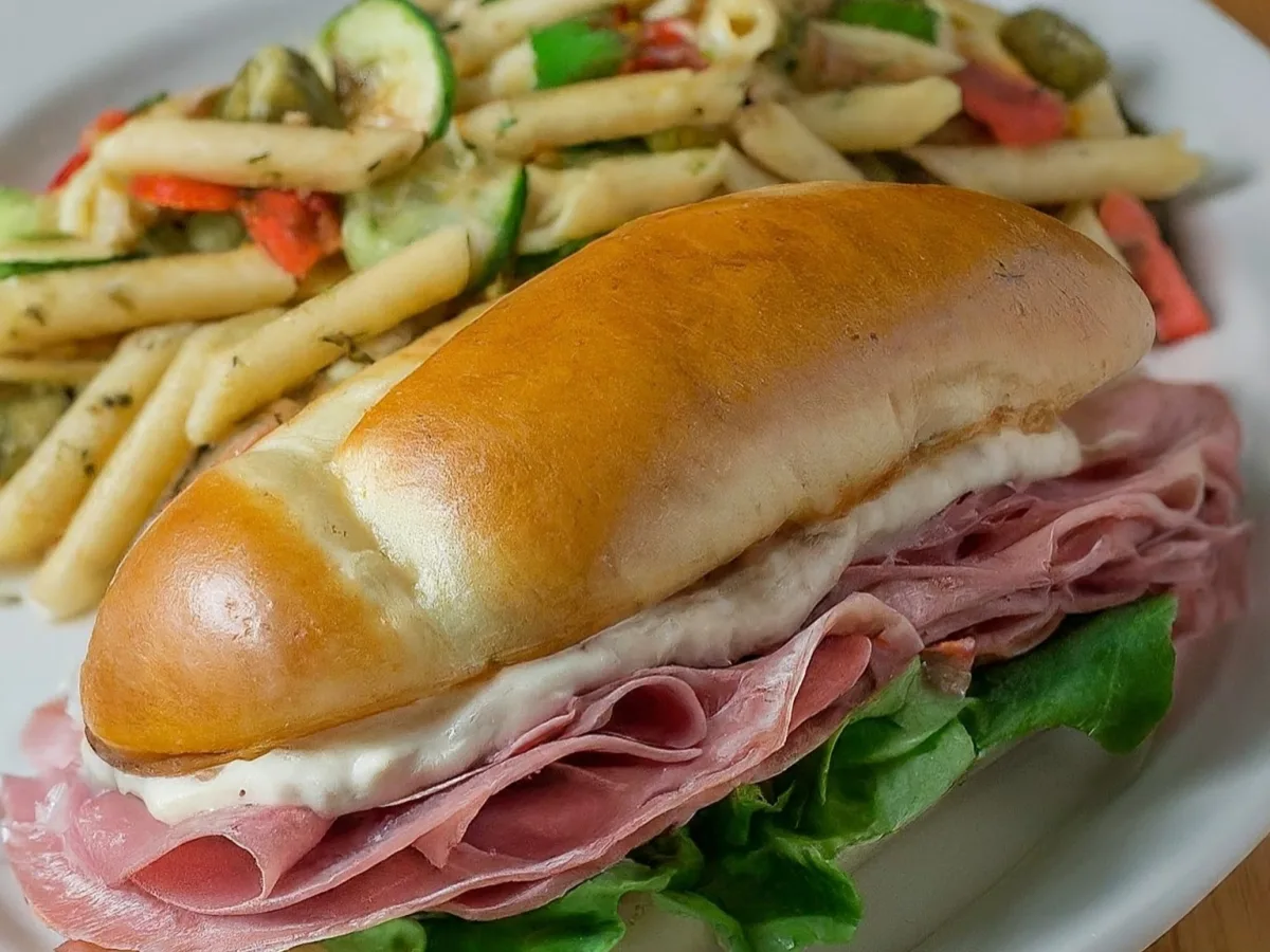 Italian Sub Sandwich with Pasta Primavera Salad Italian Sub Sandwich with Pasta Primavera Salad