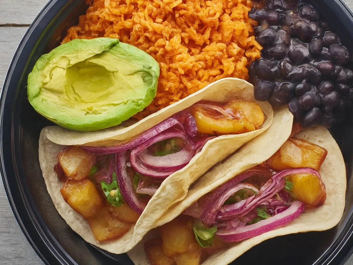 Vegan Potato Red Enchiladas with Rice and Black Beans Vegan Potato Red Enchiladas with Rice and Black Beans