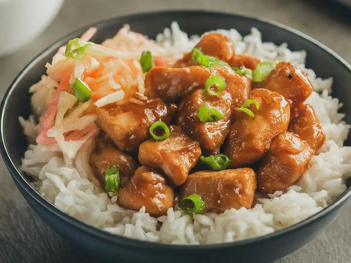 Hawaiian Shoyu Chicken with Rice + Ginger Slaw