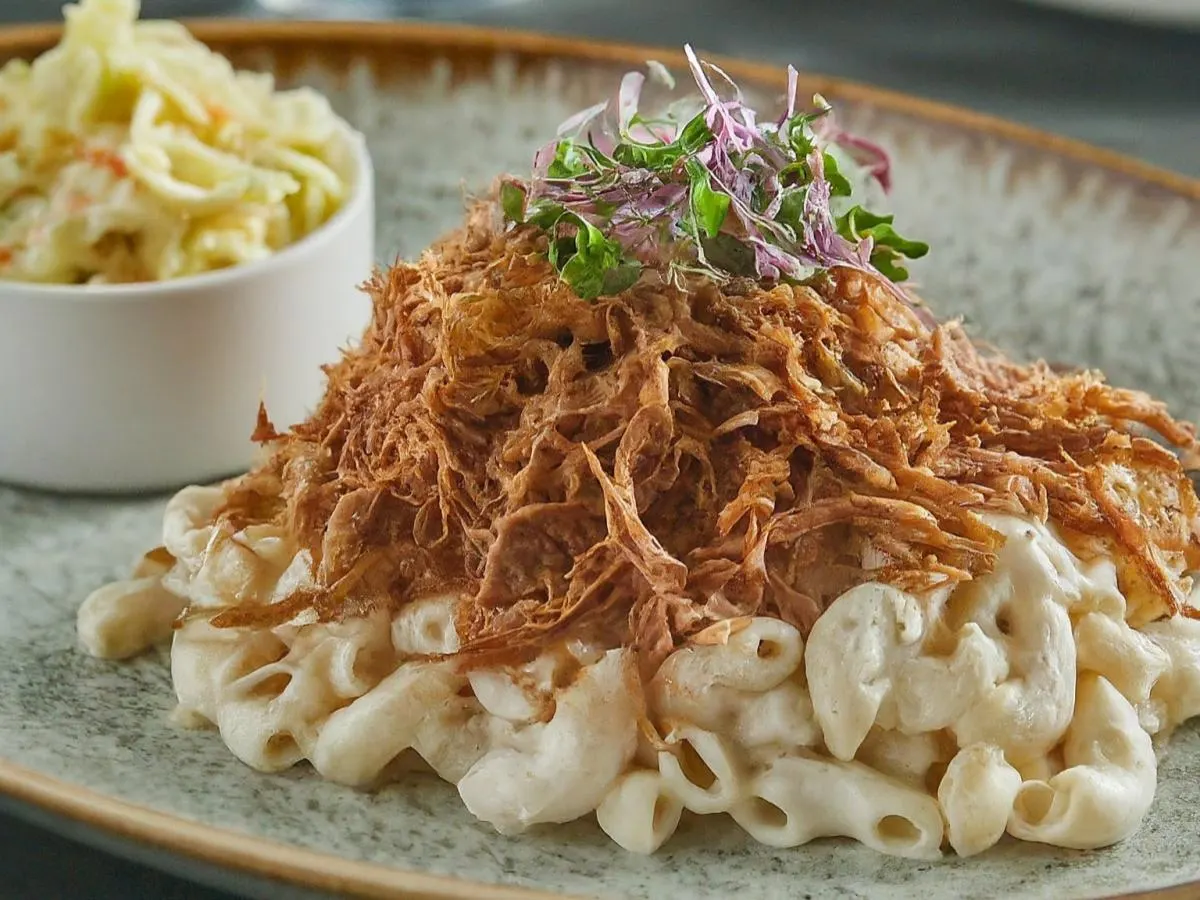 Hawaiian Kalua Pull Pork with Mac Salad + Ginger Slaw