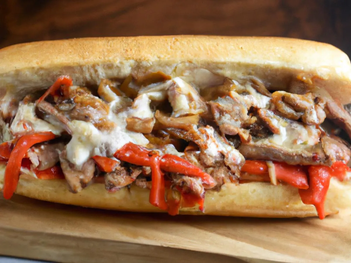 Beef Cheesesteak Sub on White Bread with a Peanut Butter Cookie Beef Cheesesteak Sub on White Bread with a Peanut Butter Cookie