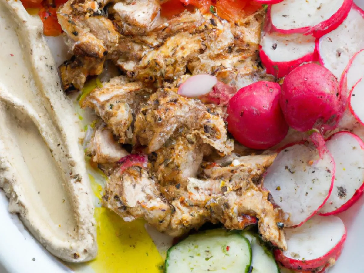 Chicken Shawarma with Mediterranean Salad and Hummus Chicken Shawarma with Mediterranean Salad and Hummus