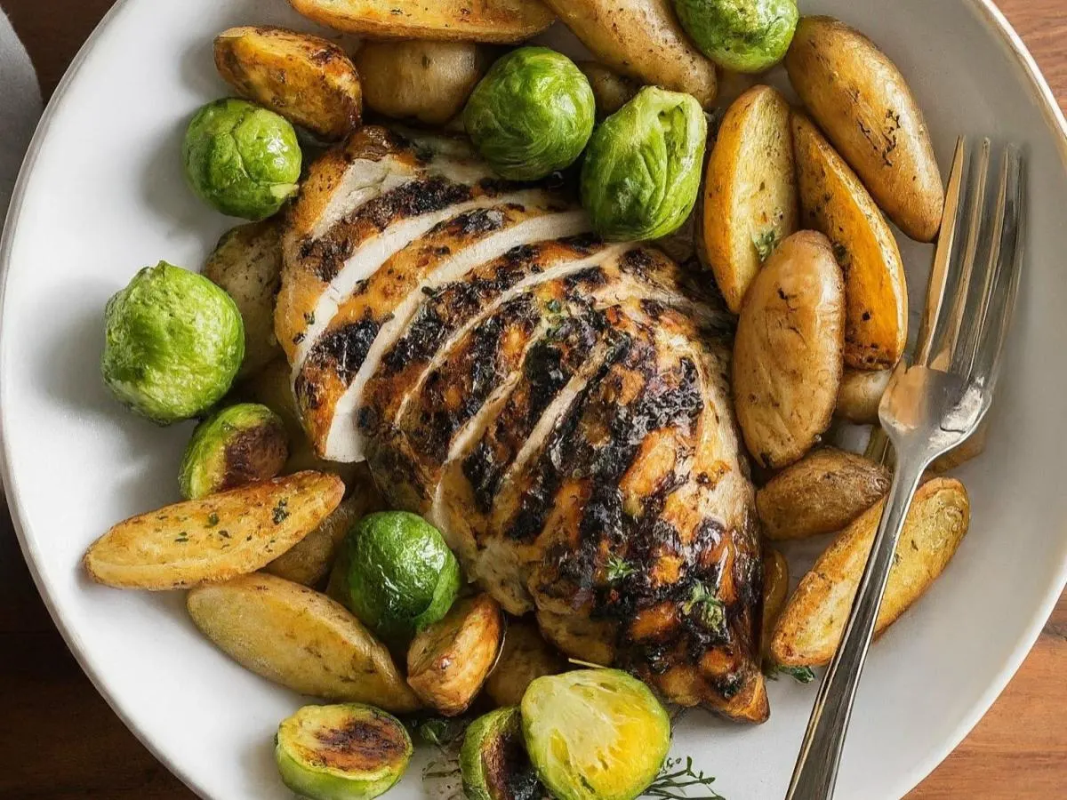 Herb Grilled Chicken with Potatoes & Brussels Sprouts Herb Grilled Chicken with Potatoes & Brussels Sprouts