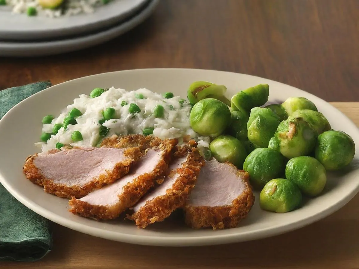 Ginger Crusted Pork with Rice & Peas Ginger Crusted Pork with Rice & Peas