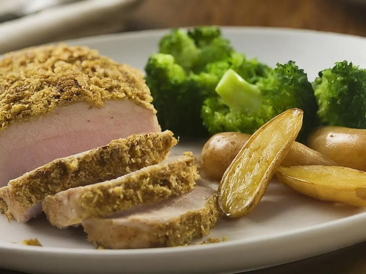 Ginger Crusted Pork with Potatoes & Broccoli Ginger Crusted Pork with Potatoes & Broccoli