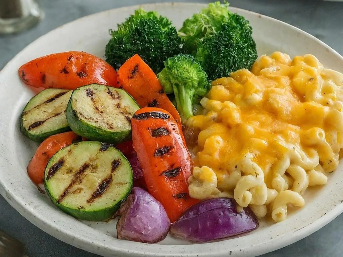 Grilled Vegetables with Mac & Cheese & Broccoli Grilled Vegetables with Mac & Cheese & Broccoli