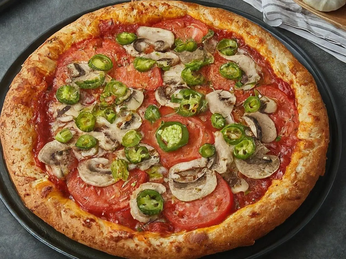 14" Large Vegan Mushroom, Sliced Tomato, Jalapeno Pizza 14" Large Vegan Mushroom, Sliced Tomato, Jalapeno Pizza