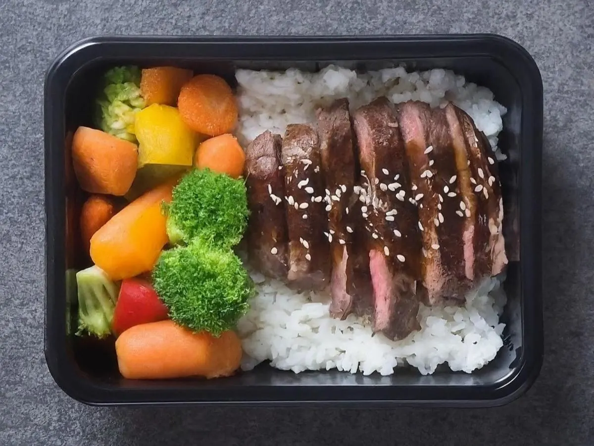 Steak Teriyaki Boxed Meal with Spicy! Teriyaki Sauce