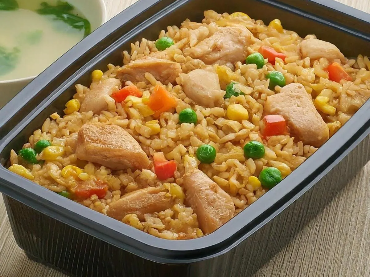 Gluten Free Fried Rice Boxed Meal with Chicken and Salad